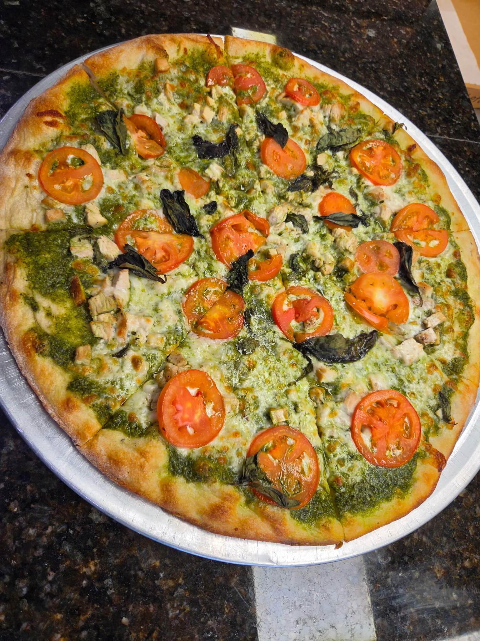 Greek pizza at Bambino's Pizza in Morrisville, NC