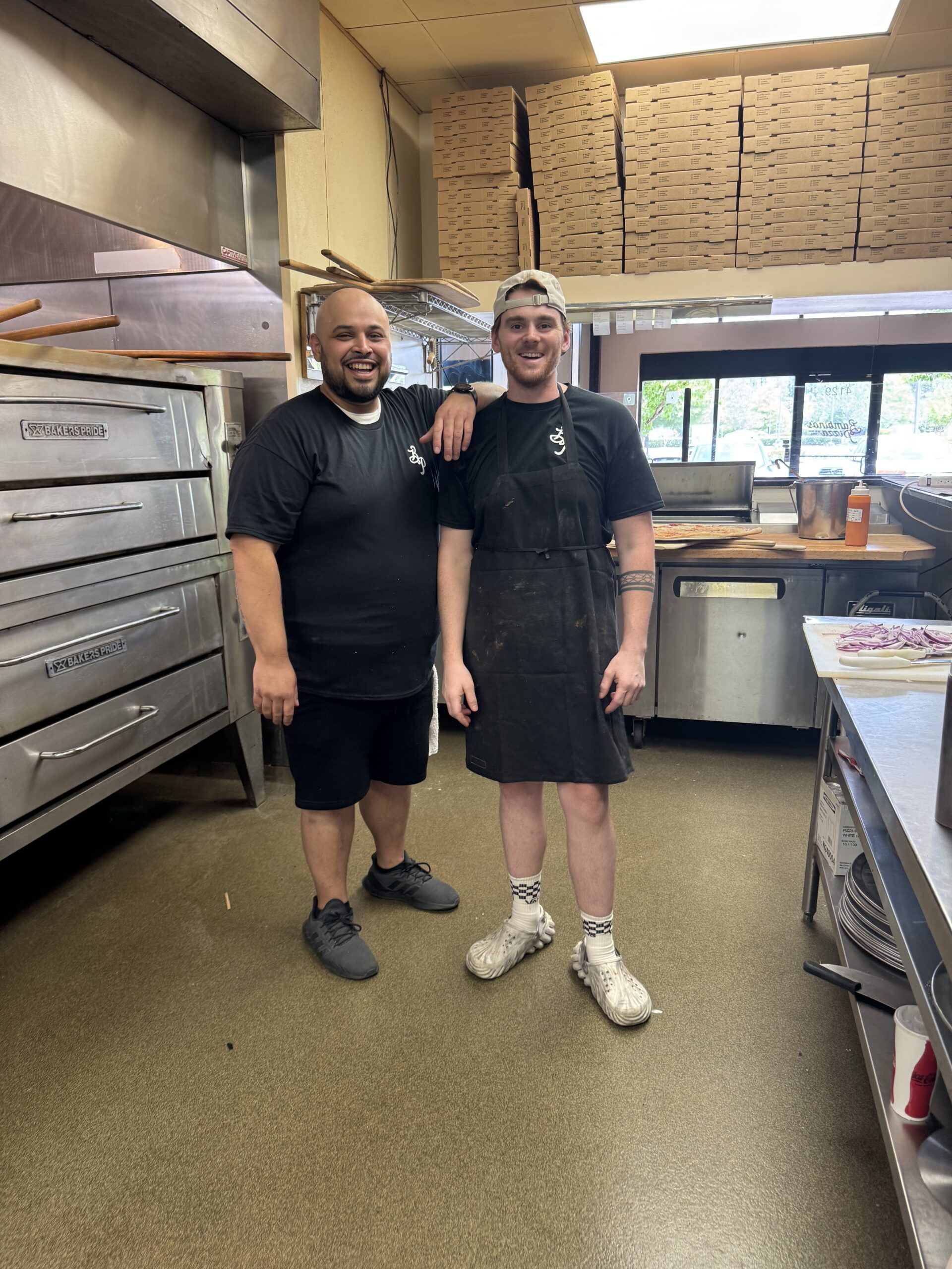 Alec and Rich, owners of Bambino's Pizza in Morrisville, NC